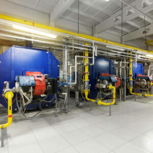 Modern industrial gas boiler room